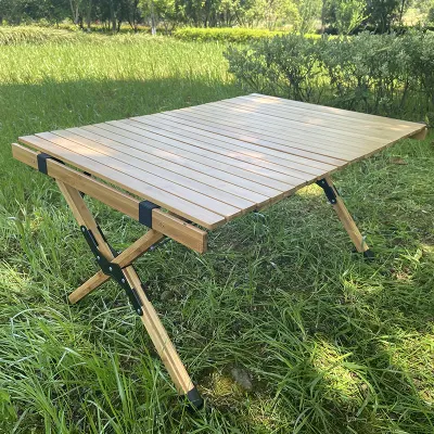 竹ピクニック折りたたみテーブル屋外高品質キャンプ 2 シート折りたたみテーブル