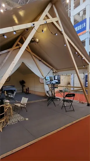 防水グランピングファミリーテント屋外キャンプキャンバスサファリテント